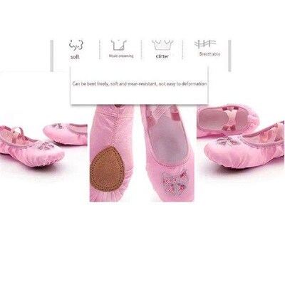 Soft Leather Ballet Shoes for Girls 34-40 Flat Sole Dance