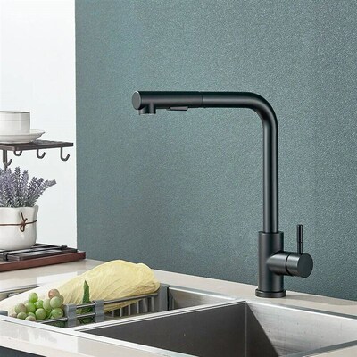 Black Pull Out Kitchen Sink Faucet Flexible 2 Modes Sream &