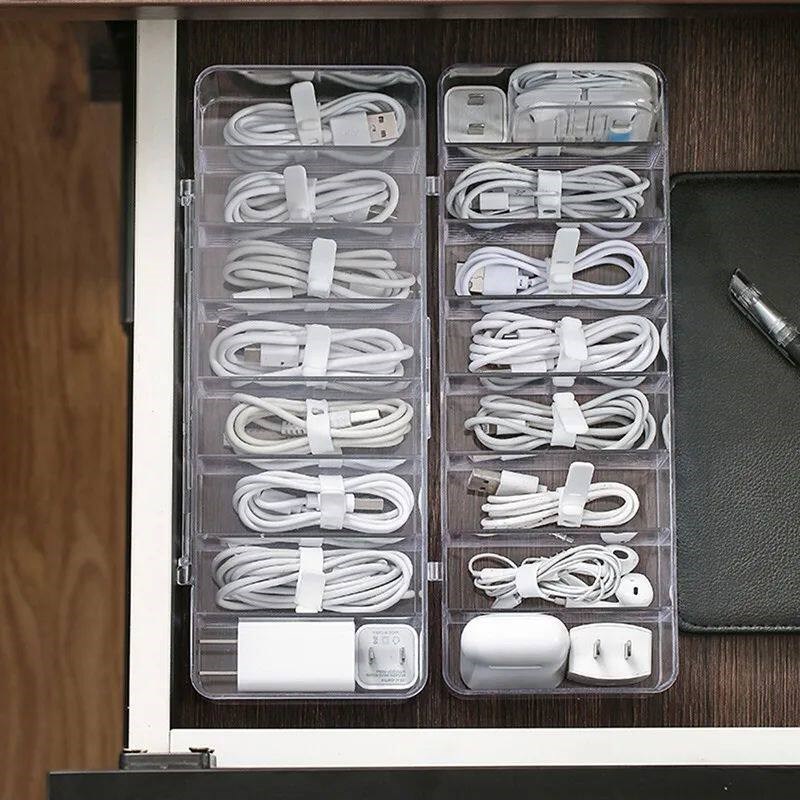 Cable Storage Box Transparent Plastic Data Line Storage Cont - 实物图