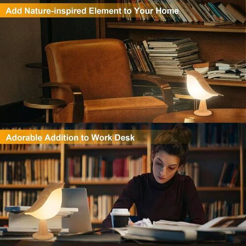 Small Desk Lamp, Bird Lamp Bedside Lamps with 3 Color Temper