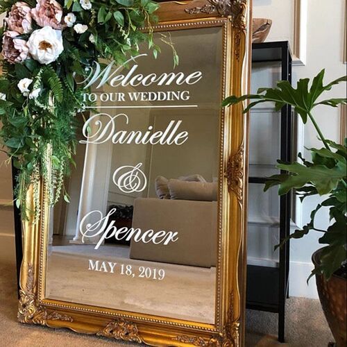 Wedding Welcome Mirror Vinyl Sticker Simple Design Personali