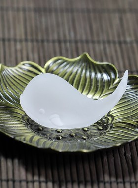 琉璃茶宠小鲸鱼可爱鱼摆件书房茶具精品工艺品茶道配件古法琉璃