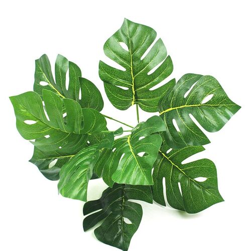 9 Heads Artificial Plants Tropical Green Turtle Leaves Leaf