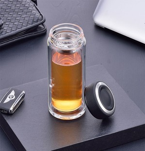 凯霖清澈层办公玻璃杯加厚耐热商务泡茶杯便携高档水晶水杯随行