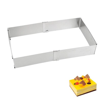 HOOMIN Stainless Steel Adjustable Mousse Ring Square Cake Mo