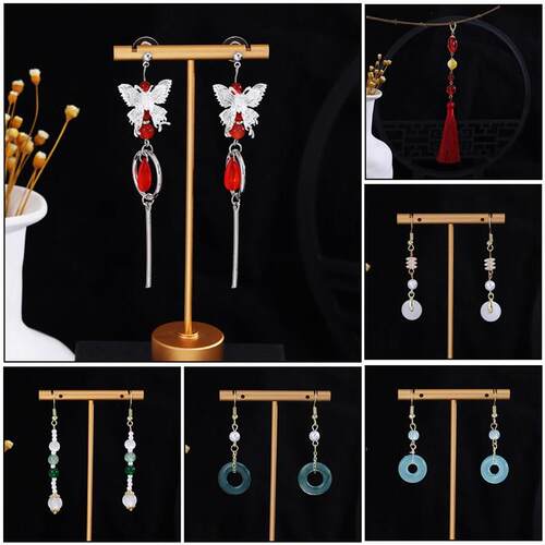 New Chinese Style Butterfly Water Drop Pearl Tassel Ear Hook