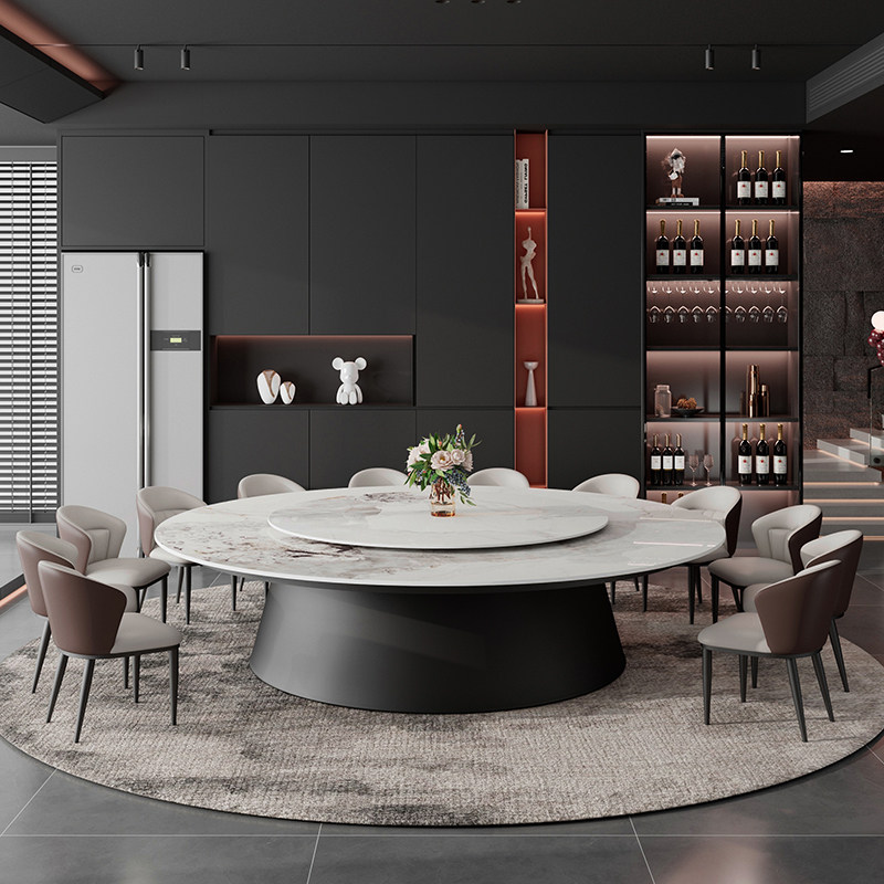 岩板电动圆桌酒店会所饭店大户型别墅包厢大圆桌大理石桌带电磁炉,住宅家具,岩板餐桌,淘宝优惠券,粉丝福利购,淘宝优惠卷