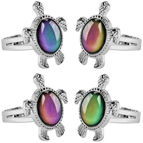 Big Peach Heart Mood Ring Color Change  Adjustable Emotion F