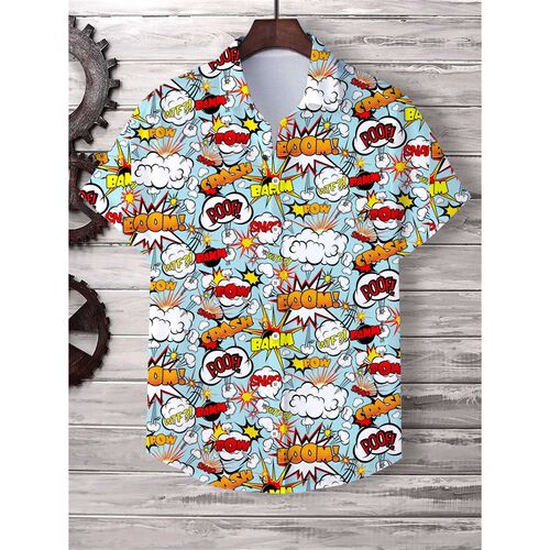 Hawaiian Mens Shirt for men Short Sleeve ndy pattern D