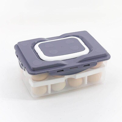 Plastic Freshness Box, 24-Compartment Egg Holder, Refrigerat