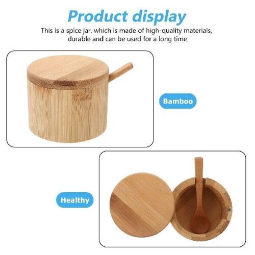 Bamboo Spice Jar Seasoning Container Salt Jar with Lid
