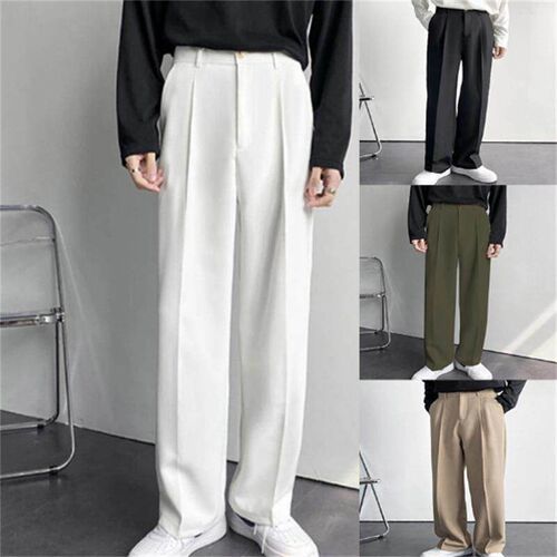 Mens formal slanted pocket straight leg suit