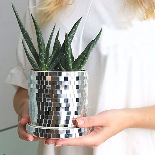 New Glass Square Flower Planter Pots Mirror Flower Basket Fl