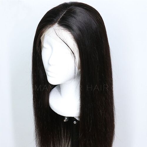 新品Maycaur Black Long Straight Synthetic Lace Front Wigs Fo