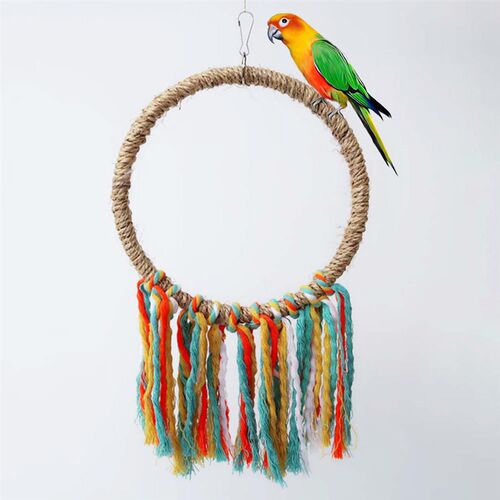 Pet Bird Parrot Toy Cotton Rope Circle Toys Chewing Bite Par