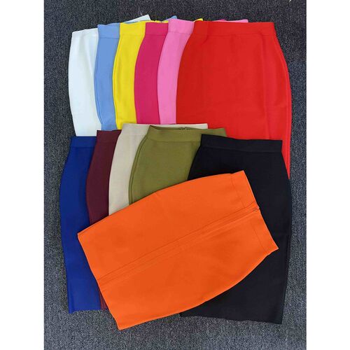 60CM Knee Length Summer Bandage Skirts For Women Candy Color
