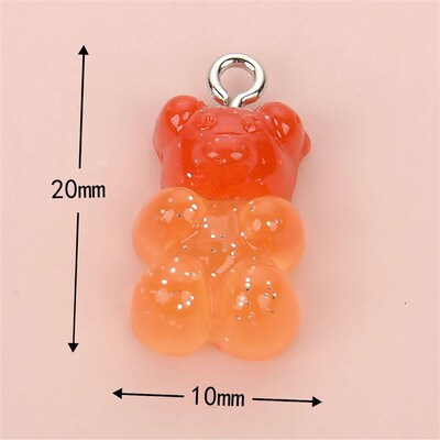10pcs 22X11mm Candy Color Gummy Mini Bear Charms for Making