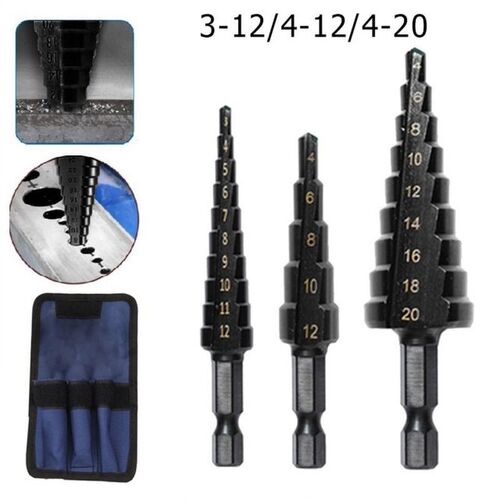 3-12 4-12 4-20 Straight Groove Step Drill HSS Titanium Coate