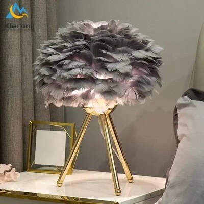 Nordic Modern Feather LED Table Lamp Bedroom Study Dining Ro