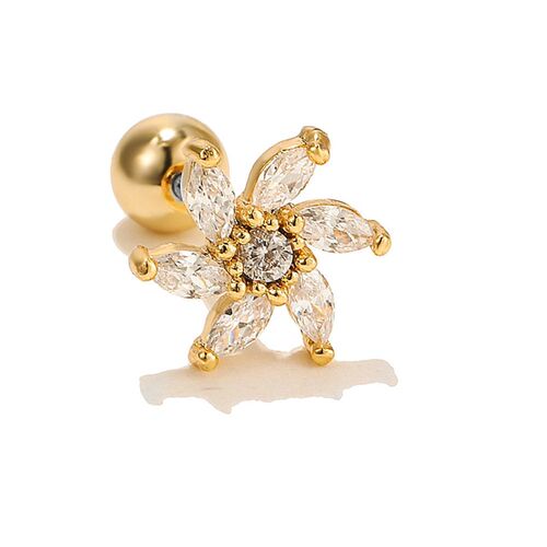 Korean Style Fashion Creative 18k ShFlower Ear Bone Nail 0.8