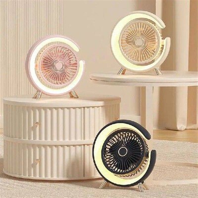 Rotatable Desk Desktop Outdoor Table Cooling Fan With LED