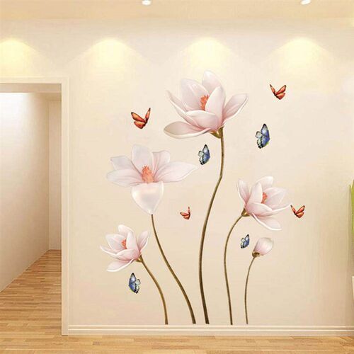 112*70CM PVC Removable 3D Butterfly Flower Colorful Wall Sti