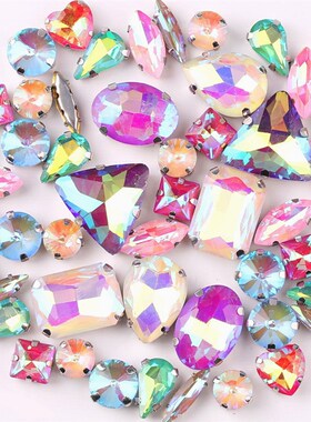 Silver claw setting 50pcs/bag shapes mix clear glass crystal