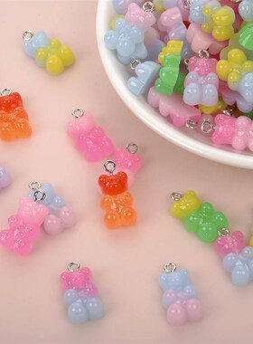 10pcs 22X11mm Candy Color Gummy Mini Bear Charms for Making