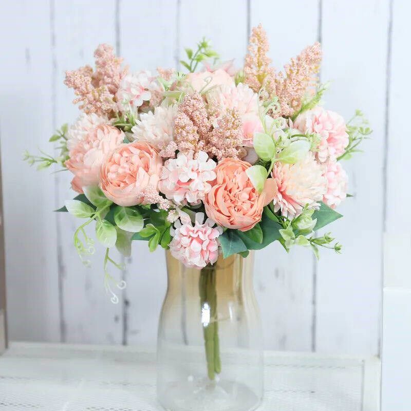Roses Artificial Flowers White Silk Peony High Quality Sky B图片