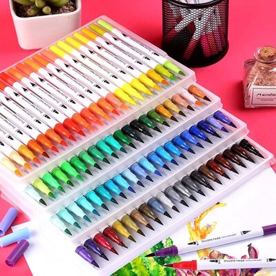 12-120 Colors Felt Tip Drawing Watercolor Art Markers Pen,Du
