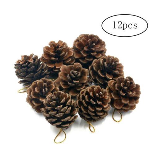 12Pcs Christmas Pine Cones Baubles Xmas Tree Hanging decor