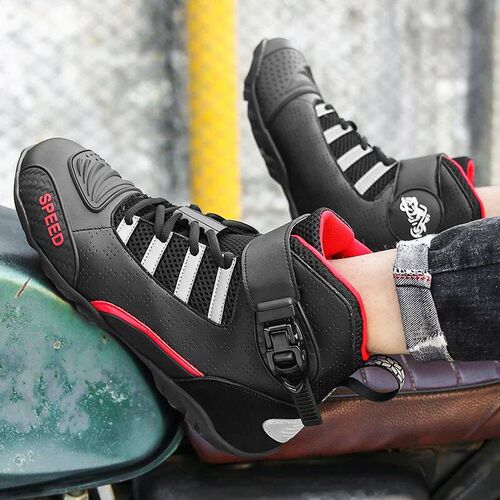 2024 New Motorcycle Boots Men Leather Motos Breathable Anti