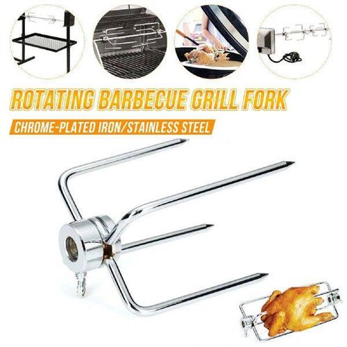 2x Rotisserie BBQ Spit Fork Roaster Charcoal Grill Barbecue