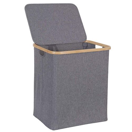 Laundry Basket with Lid Large Bamboo Dirty Clothes Hamper w