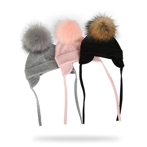 Autumn Winter Boy Girl Faux Fur Pompom Cotton Earmuffs Caps