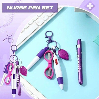 6-in-1 Nurse Ballpoint Pen Set Flashlight Foldable Scissors