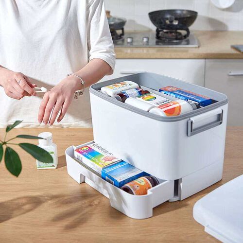 Double Layer Storage Medicine Box Large Household Plastic Em