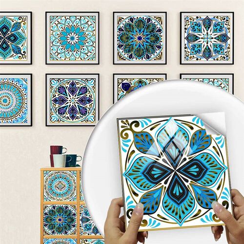 10pcs Mandala Tile Wall Sticker Self-adhesive Retro Pattern