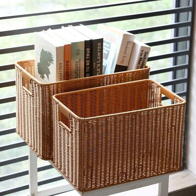 Woven Basket Rattan imitation Container Books Storage Clothe
