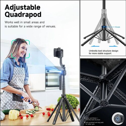 Extendable Auto Face Tracking Tripod 360 Rotation, No App,