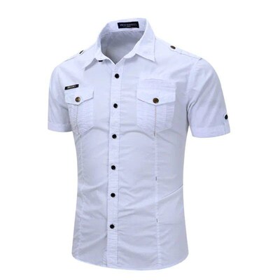 Summer Mens Shirts Cotton Solid Casual Shirt Male Short Slee