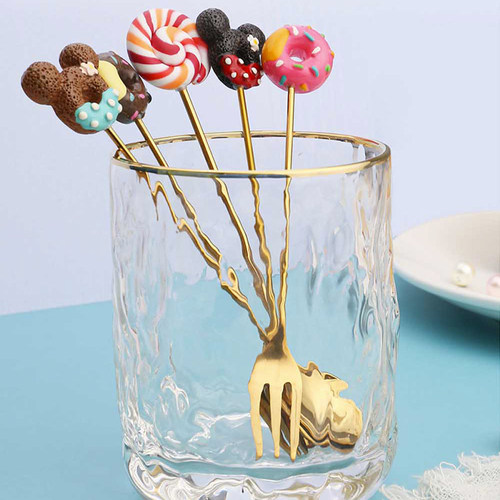 1PCS Stainless Steel Donuts Candy Spoon Forks Kitchen Tablew