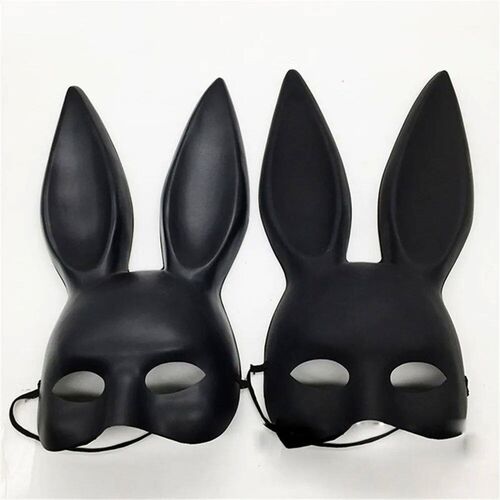 Adult Sexy Bunny Black Mask  PVC Party Half Face Cosplay