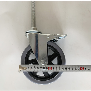寸万向轮加长丝杆轮机械脚轮担架床轮子护理床静音包胶轮子1MM