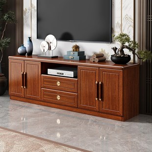 高款实木电视柜全实木茶几电视柜纯实木高柜客厅组装现代中式