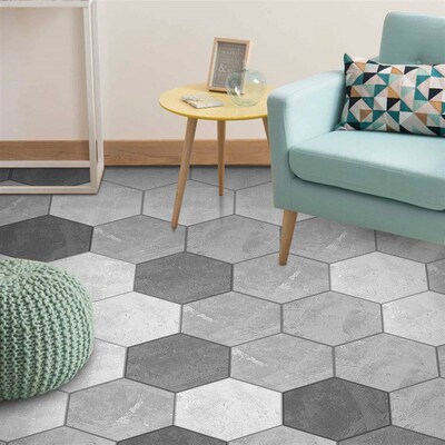 11PCS cement gray self-adhesive home decoration hexagonal fl