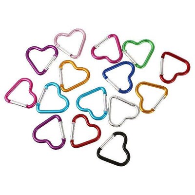 15 Pcs Heart Shaped Carabiner Metal Clip Key Hook Outdoor