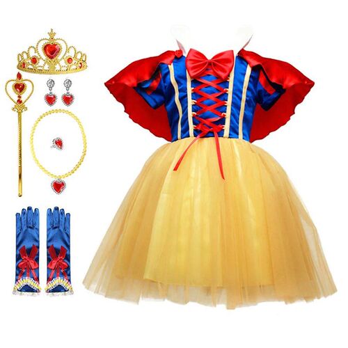 Snow White Princess Dress for Girl Costume with Cloak Summer