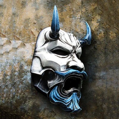 Samurai Uncle Oni Latex Mask Mascaras Halloween Cosplay Prop