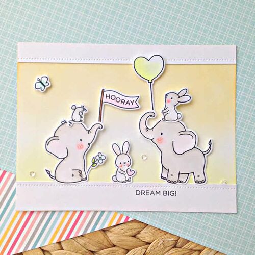 1276 Elephant Friends Clear Stamp and Cutting Die Winter New